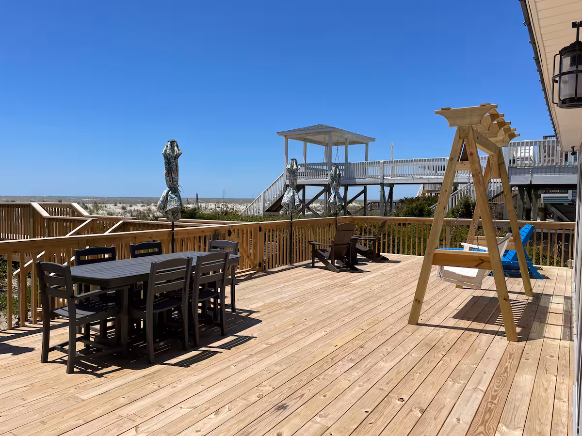 Enjoy the massive deck and seating